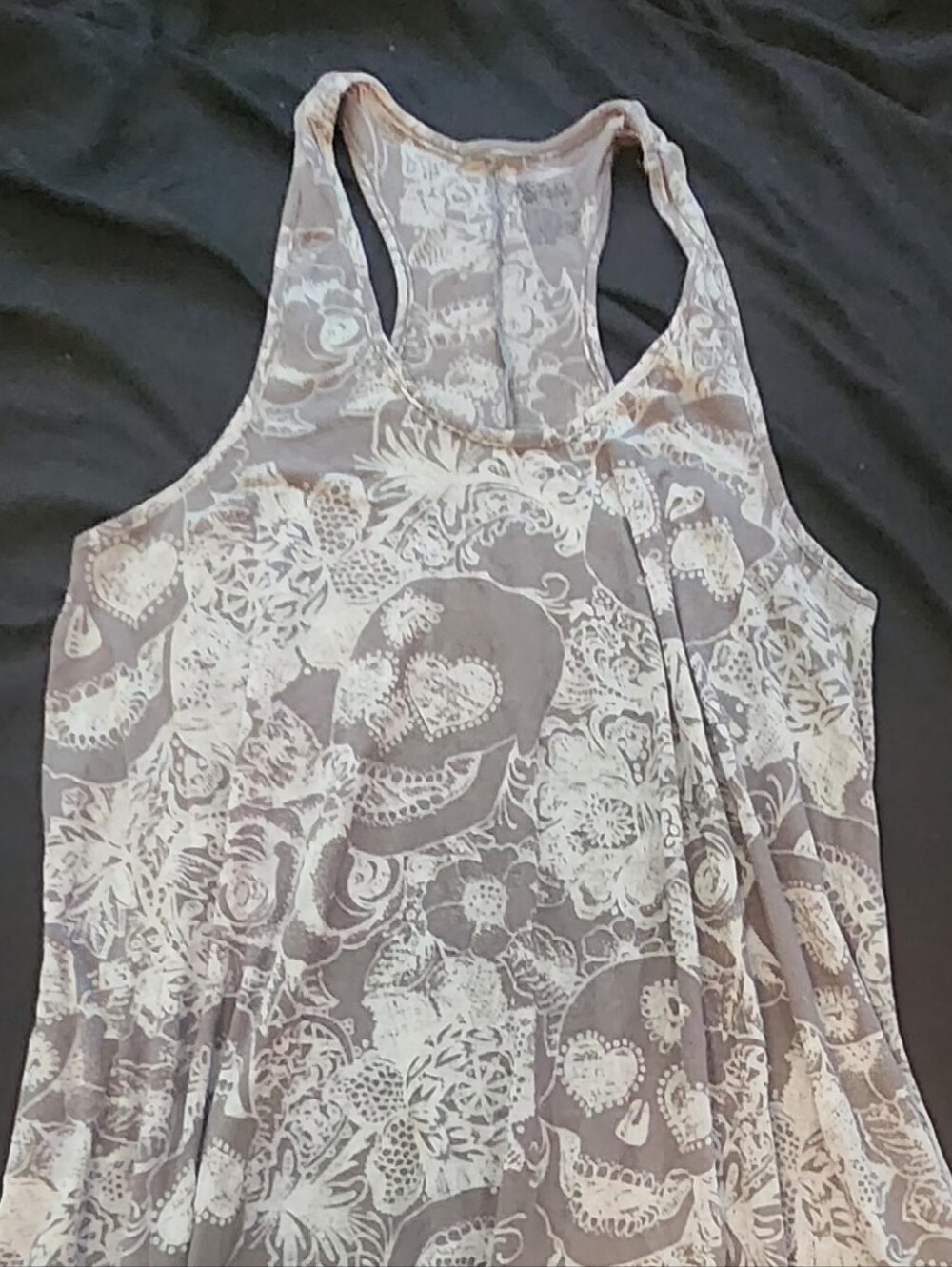 Stranded Gray and Cream Skull-Print Racerback Tank - Picture 2 of 4